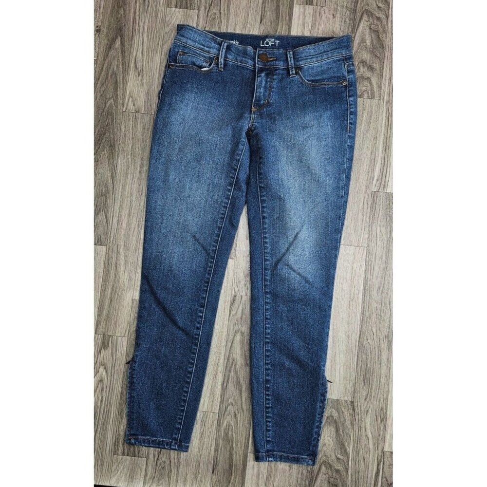 (3/$35) Ann Taylor Loft Size 26 / 2 Pockets Modern Skinny Ankle Denim Blue Jeans